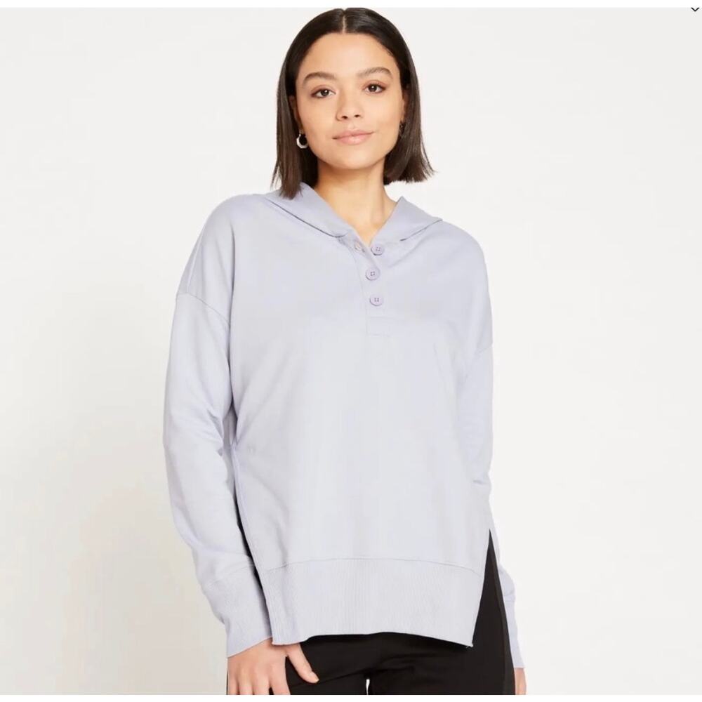 Universal Standard French Terry Polo Hooded Sweatshirt Lilac Purple XL 26-28